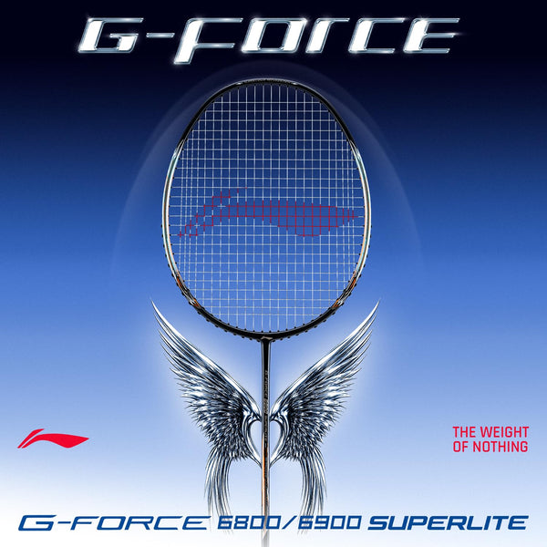 Li-Ning G-Force 6800 Superlite Strung Badminton Racquet, 5U G6 | Ultralight Carbon Frame | Slim Shaft | Fast Swing Performance