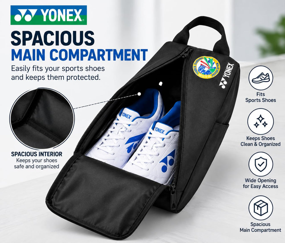 Yonex SUNR 2245 Sports Shoe Bag | Lightweight Polyester Carry Bag, Zippered Main Compartment, Top Carry Handle, Compact Footwear Storage for Badminton, Court & Training Shoes