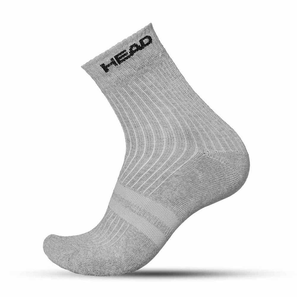 HEAD HSK-75 Cotton Ankle Socks | Cushioned, Breathable | Grey Melange (1 Pair)