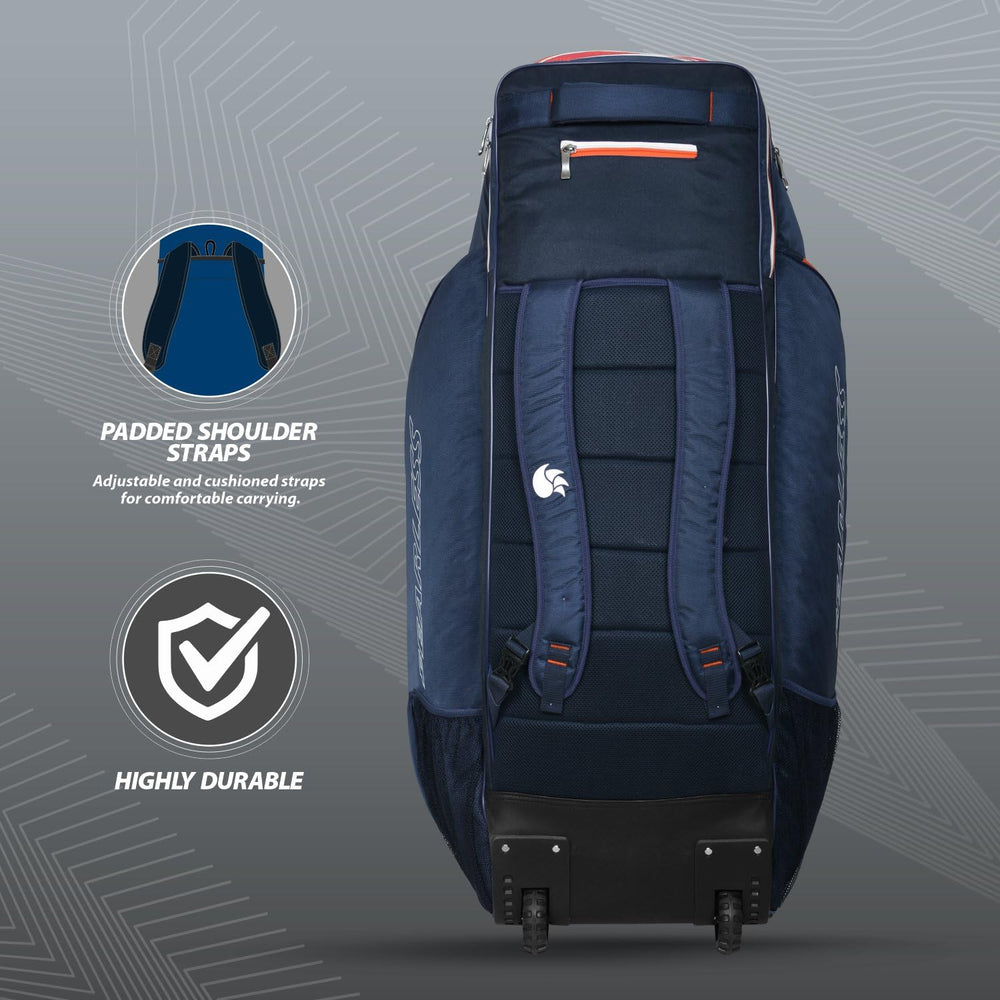 DSC Krunch Bull 31 Wheelie Cricket Kit Bag | Large Cricket Equipment Bag with Tractor Wheels | Holds 5 Bats, Helmet & Shoe Pocket