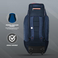 DSC Krunch Bull 31 Wheelie Cricket Kit Bag | Large Cricket Equipment Bag with Tractor Wheels | Holds 5 Bats, Helmet & Shoe Pocket