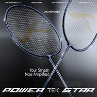 HUNDRED Powertek Star (2 Strung Rackets + 2pc Nylon Shuttlecocks), 16-18 LBS - Best Price online Prokicksports.com