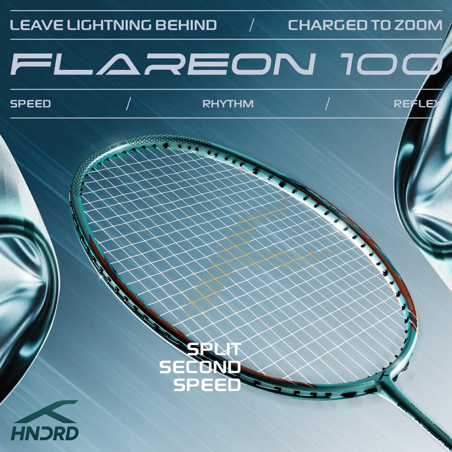 Hundred Flareon 100 Badminton Racket (Strung) | Carbon Fiber Frame | Speed Racket for Fast Swings with Full Cover | Max Tension 30 lbs