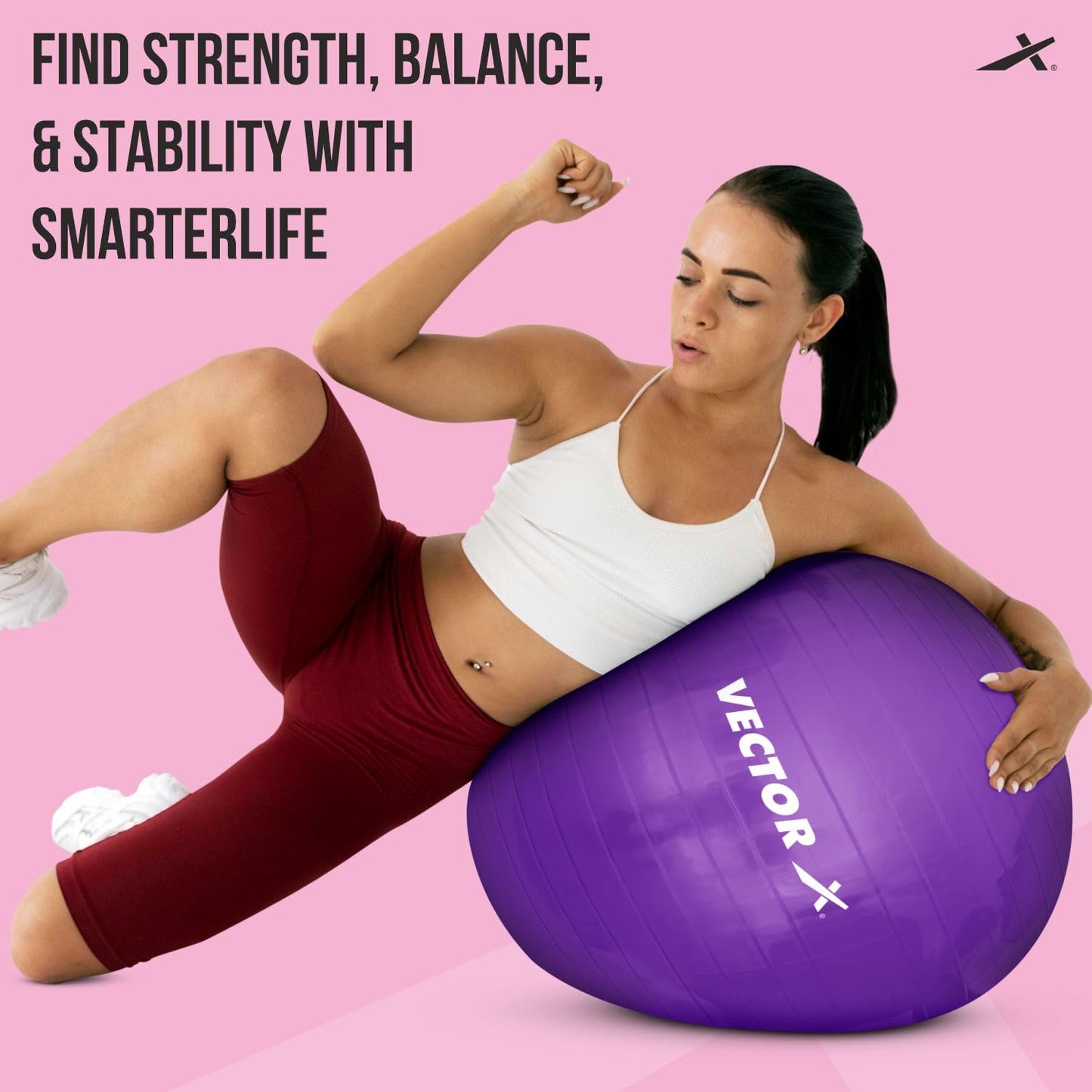 Vector X Unisex Anti Burst Gym Ball With Free Foot Pump | Swiss Exercise & Birthing Ball for Workout & Rehabilitation - Best Price online Prokicksports.com