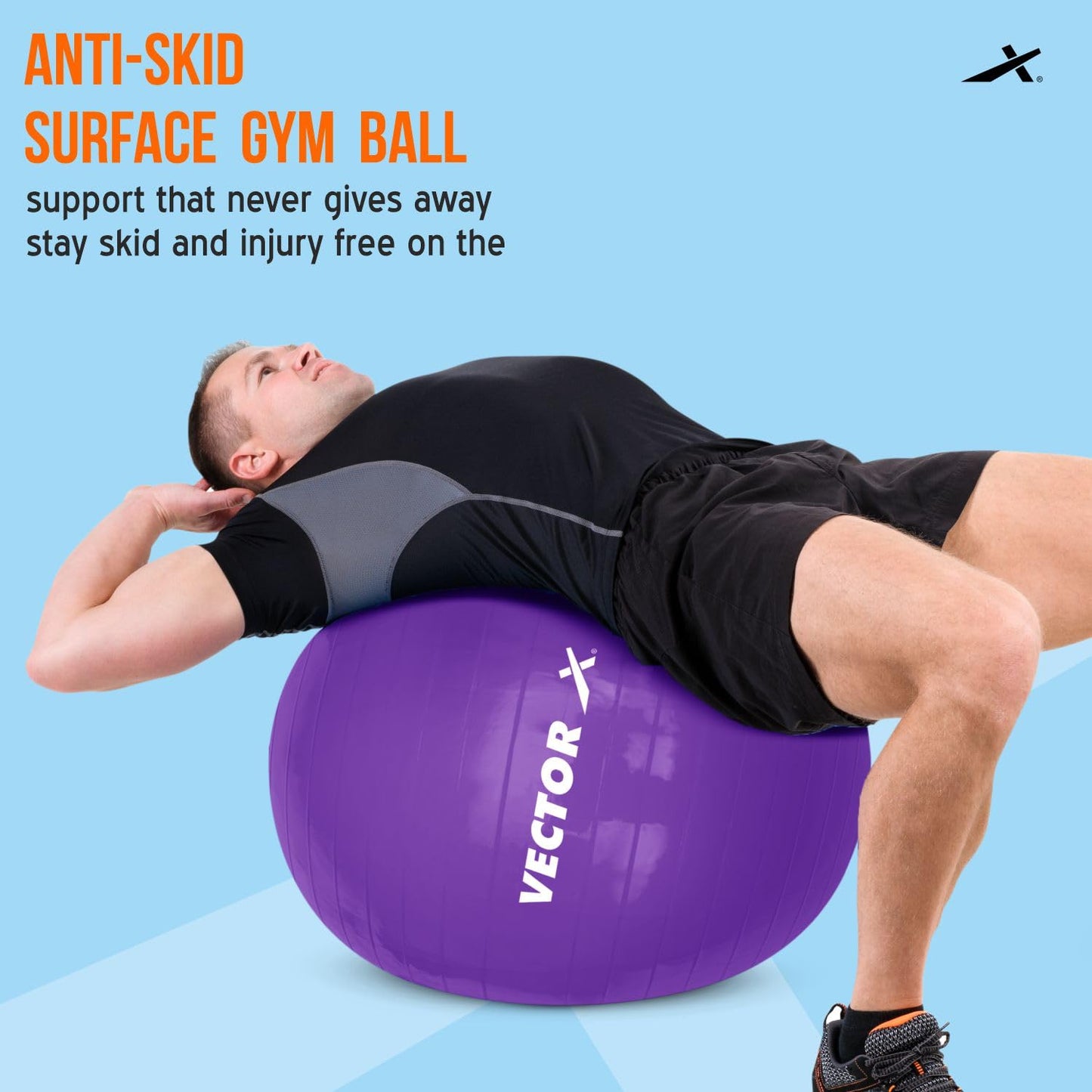 Vector X Unisex Anti Burst Gym Ball With Free Foot Pump | Swiss Exercise & Birthing Ball for Workout & Rehabilitation - Best Price online Prokicksports.com