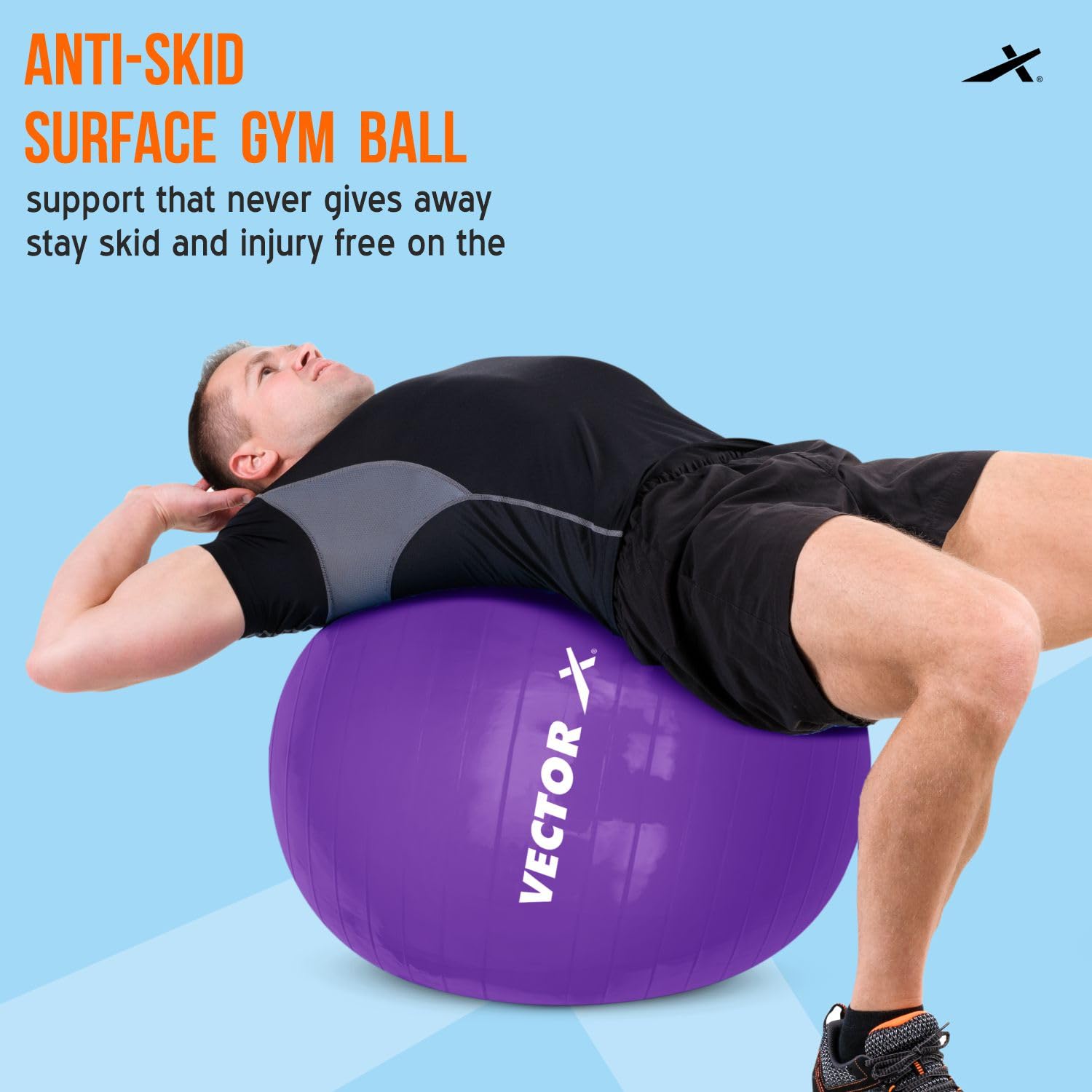 Vector X Unisex Anti Burst Gym Ball With Free Foot Pump | Swiss Exercise & Birthing Ball for Workout & Rehabilitation - Best Price online Prokicksports.com