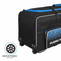 DSC Classic XL Cricket Kit Bag with Wheelie – Black/Blue, Extra Large Capacity Wheelie Cricket Gear Bag with Durable Fabric & Multiple Compartments - Best Price online Prokicksports.com