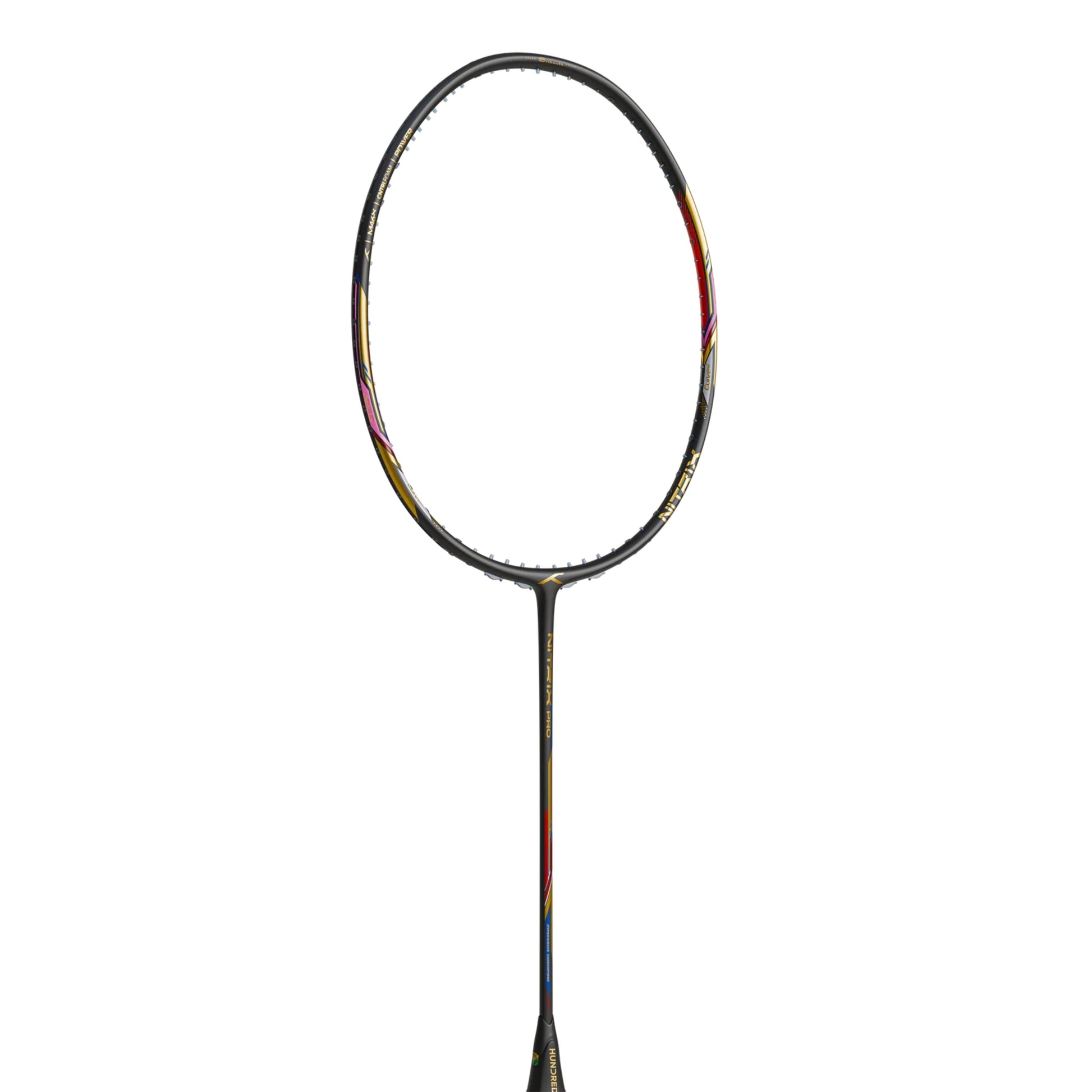 Hundred Nitrix Pro Unstrung Badminton Racquet – Black/Gold | Pro-Level Head-Heavy Power with M46X Carbon Fibre & Slim Shaft - Best Price online Prokicksports.com