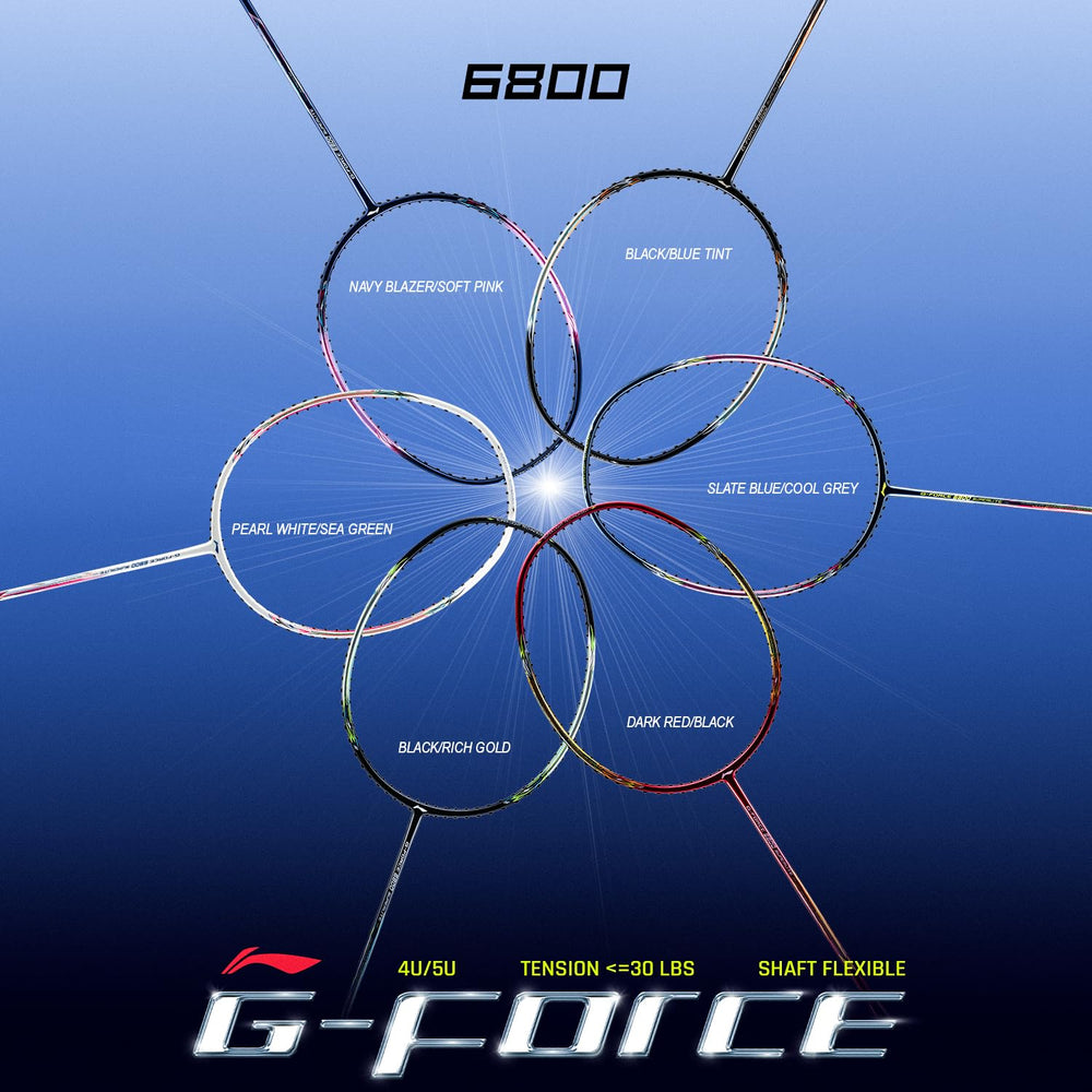 Li-Ning G-Force 6800 Superlite Unstrung Badminton Racquet, 5U G6 | Head Heavy, Flexible Shaft, Dynamic Optimum Frame