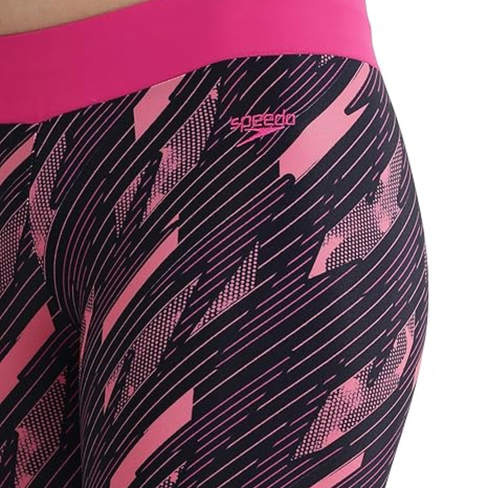Speedo JF HypbmAOP Swim Capri – True Navy/Electric Pink/Fandango Pink | Chlorine-Resistant Capri with Stretch Fit & Sun Protection - Best Price online Prokicksports.com