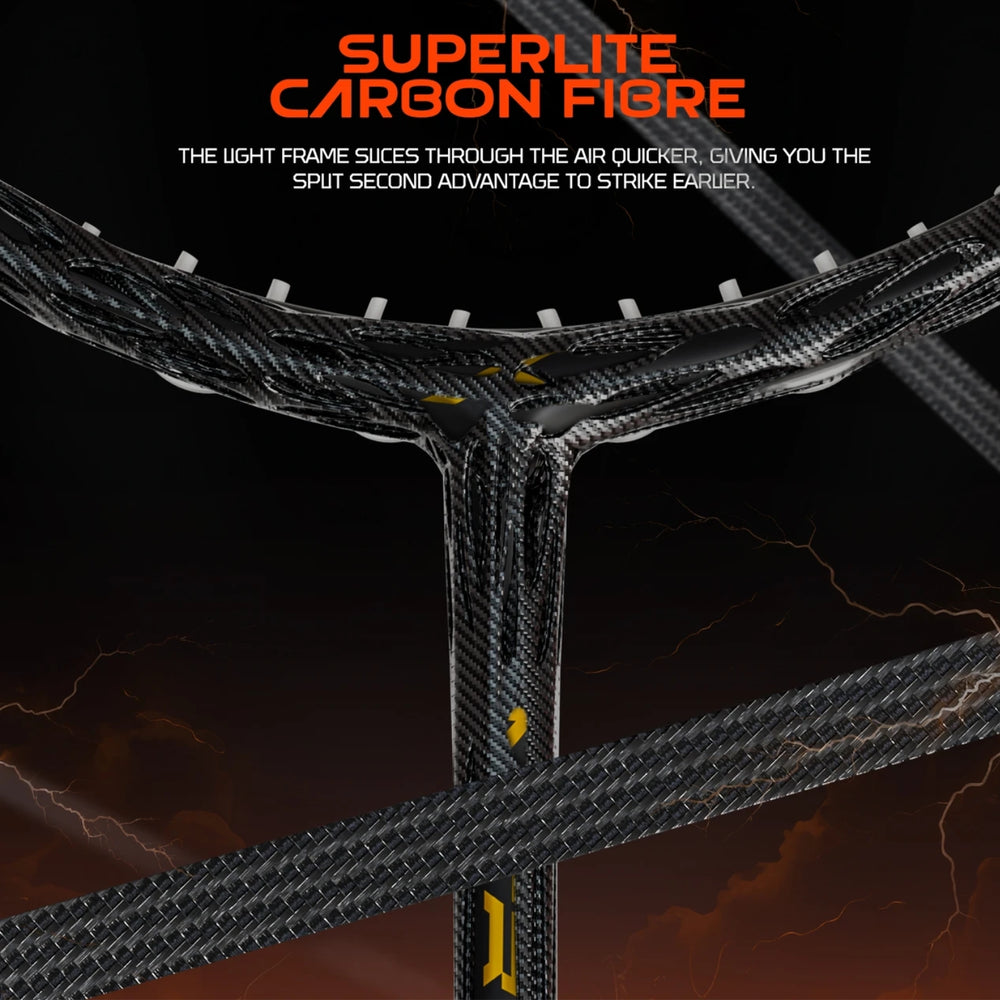 Hundred Nitrix Thunder Strung Badminton Racquet | Superlight Carbon Fibre Power Frame with Curve² Technology | Attack Series - Best Price online Prokicksports.com
