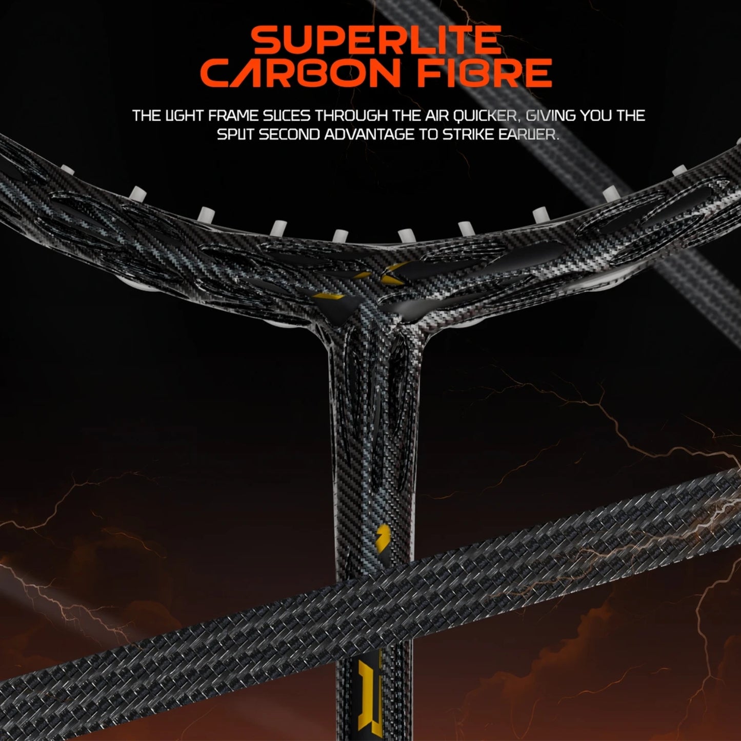 Hundred Nitrix Thunder Strung Badminton Racquet | Superlight Carbon Fibre Power Frame with Curve² Technology | Attack Series - Best Price online Prokicksports.com