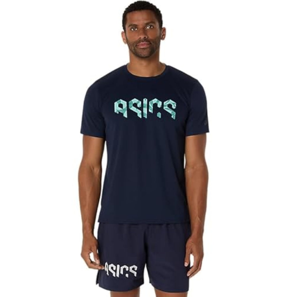 ASICS Hex Graphic Tee Men T-Shirt Roundneck | Breathable Printed Sports Tee for Training & Casual Wear - Best Price online Prokicksports.com