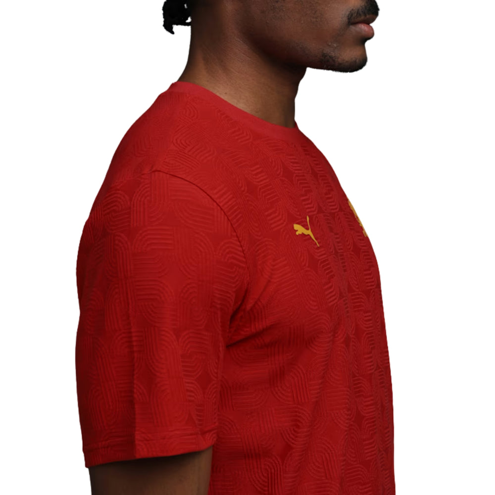 PUMA x RCB Jacquard Tee Round Neck T-Shirt for Men | Premium Jacquard Fabric with dryCELL Technology, Official RCB Branding & Regular Fit - Best Price online Prokicksports.com