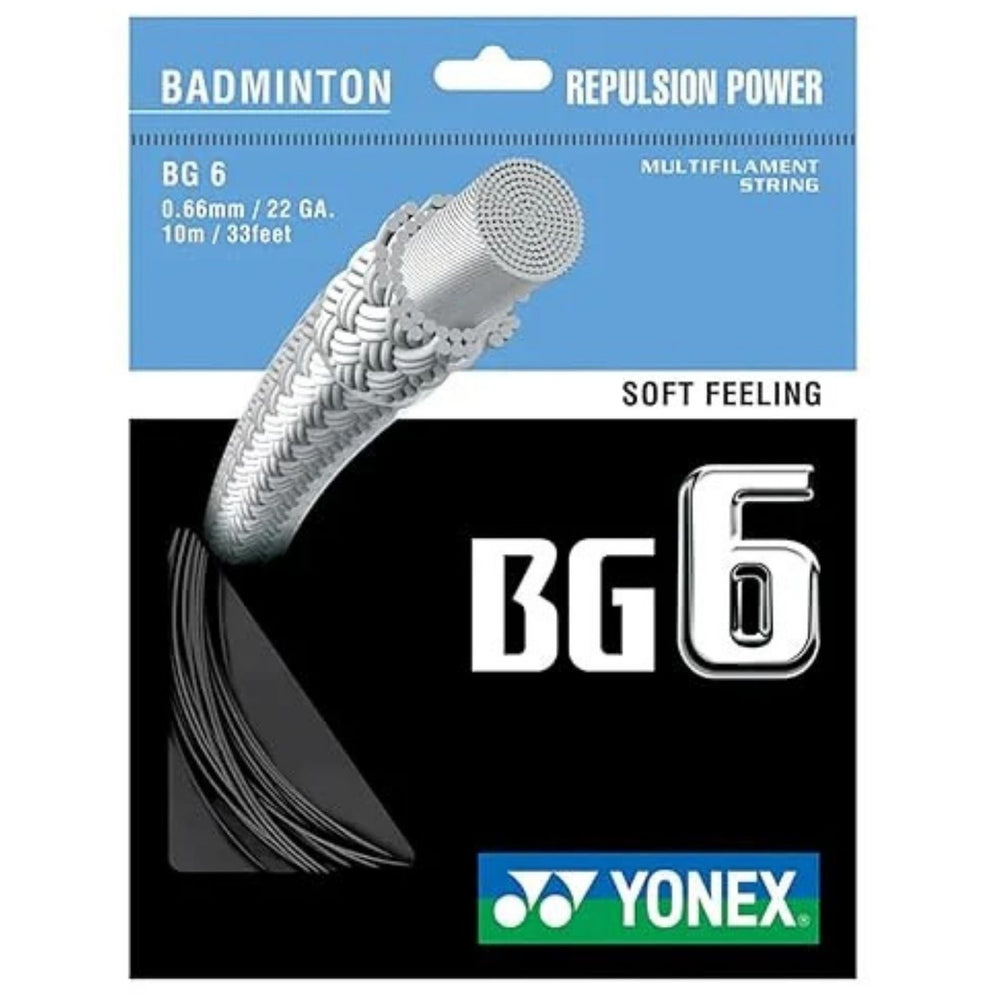 Yonex BG 6 Badminton String – 0.66 mm / 22 Gauge, 10 m (33 ft) Nylon Multifilament Racket String for Power & Durability - Best Price online Prokicksports.com