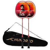Hundred Powertek Star Strung Badminton Set (Pack of 2 Racquets) | Lightweight Aluminium Frame with Pre-Strung Strings, Full Cover & Shuttlecock Combo for Beginners - Best Price online Prokicksports.com
