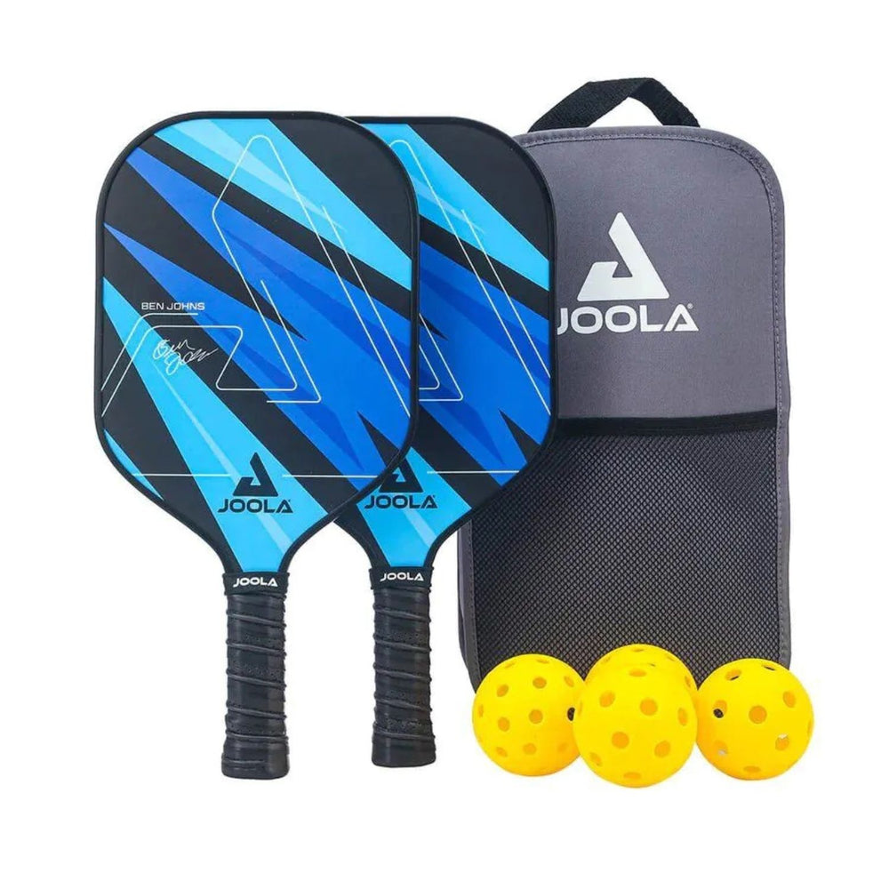 JOOLA Ben Johns 7-Piece Pickleball Paddle Set – 2 Paddles, 4 Balls & Carry Bag | Beginner Friendly Set for All Ages | Blue