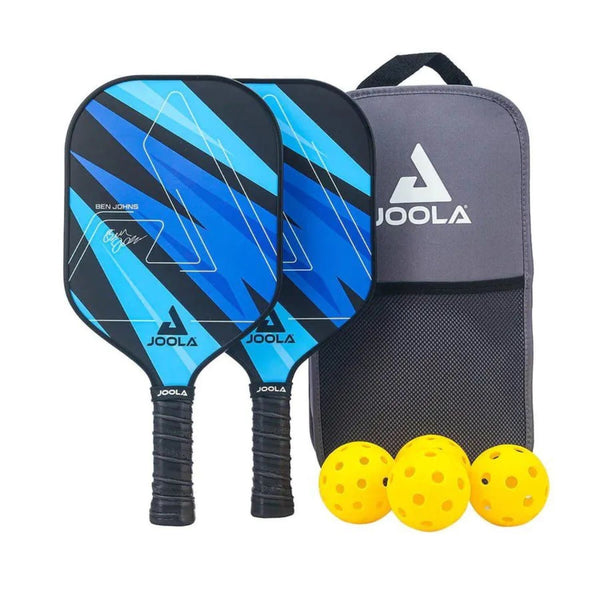 JOOLA Ben Johns 7-Piece Pickleball Paddle Set – 2 Paddles, 4 Balls & Carry Bag | Beginner Friendly Set for All Ages | Blue