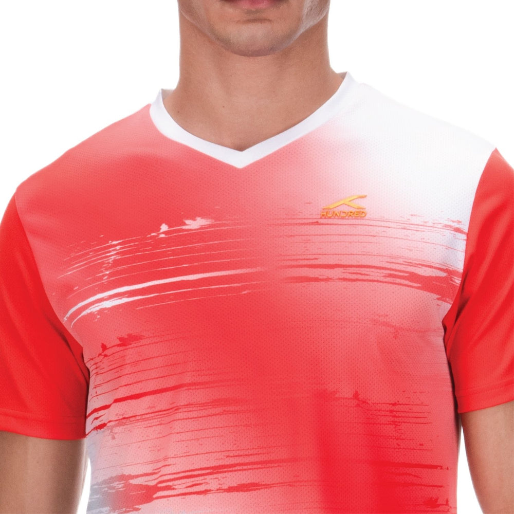 Hundred HBTS-5M267 V-Neck Badminton T-Shirt – Men Quick Dry Lightweight Sports Tee for Badminton, Gym & Training - Best Price online Prokicksports.com