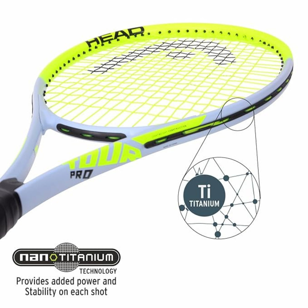 HEAD Tour Pro Strung Tennis Racquet 4 1/4 Grip Size | Lightweight Alloy Frame | Power & Control | Ideal for Beginners & Intermediate Players - Best Price online Prokicksports.com