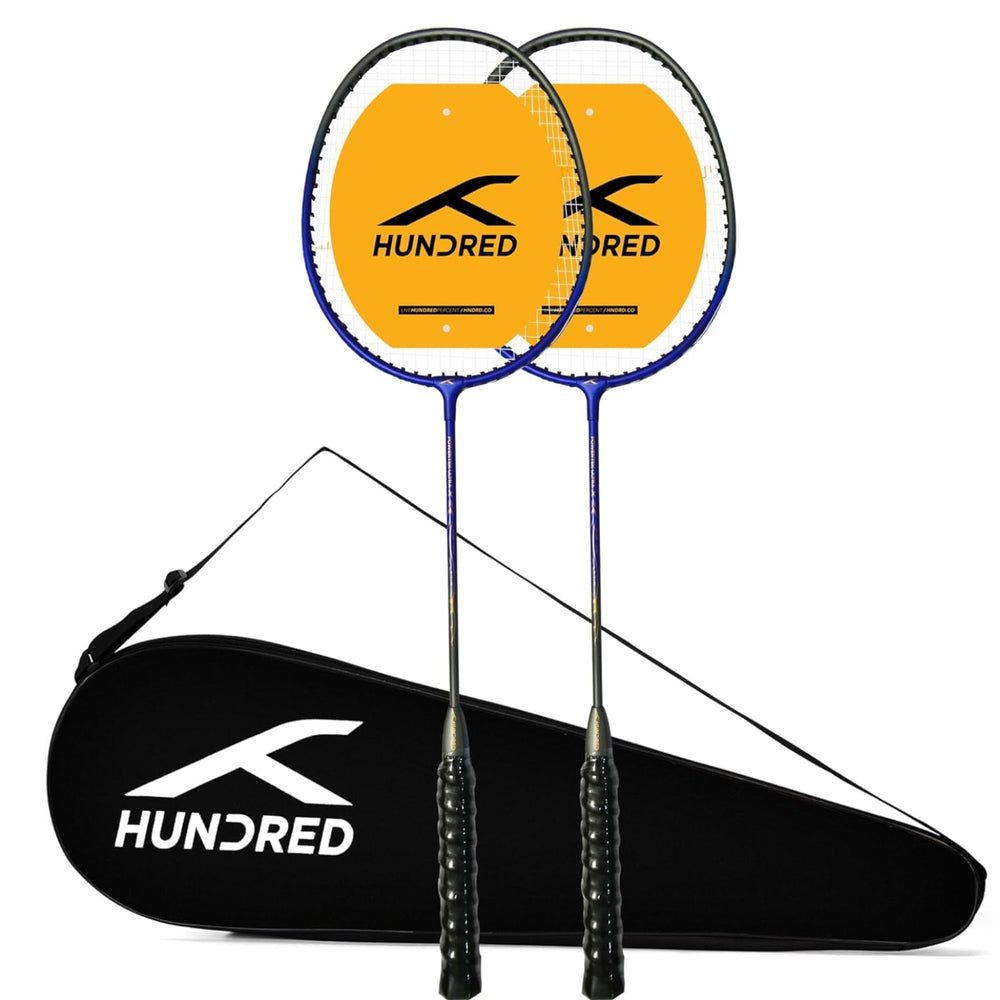 Hundred Powertek Ultra X Strung Badminton Set (2 Racquets) | Lightweight Aluminium Frame with Head-Heavy Balance, Full Cover | Beginner Friendly Combo Kit - Best Price online Prokicksports.com