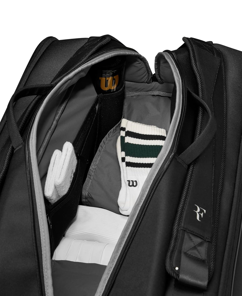 Wilson RF Tournament 15PK Tennis Racquet Bag – WR8032701001 - Black | Premium Federer Edition Bag with Thermoguard, Ample Storage & Pro-Level Design - Best Price online Prokicksports.com