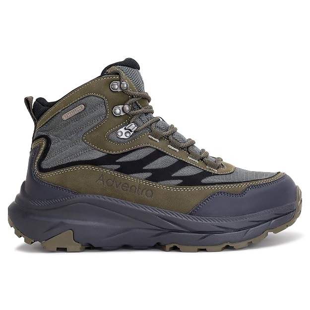 Adventra Waterproof Hiking Shoes for Men | Conquer Every Trail, Mid-Ankle Ripstop Upper, Anti-Skid Rubber Sole, EVA Cushioned Comfort, Reinforced Toe Cap, Rugged Terrain Ready