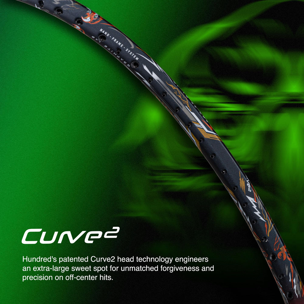 Hundred Predator Extra Strong Japan Made Graphite Unstrung Badminton Racket (38 lbs Max Tension) | Flexible Shaft Attacking Racquet with Full Cover - Best Price online Prokicksports.com