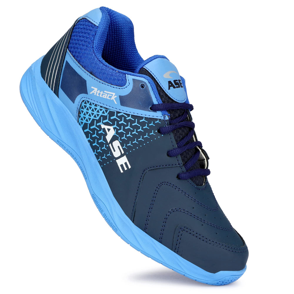 ASE Attack Badminton Shoes | Non-Marking Rubber Sole with Round Sole Support, Mesh Breathability & Shock Absorption