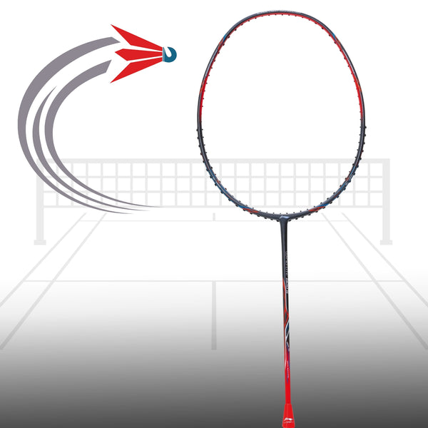 Li-Ning Wind Lite 800 II G6 Unstrung Badminton Racket Dark Grey/Red – Lightweight 78g Graphite Frame, High-Speed Racquet for Intermediate & Advanced Players
