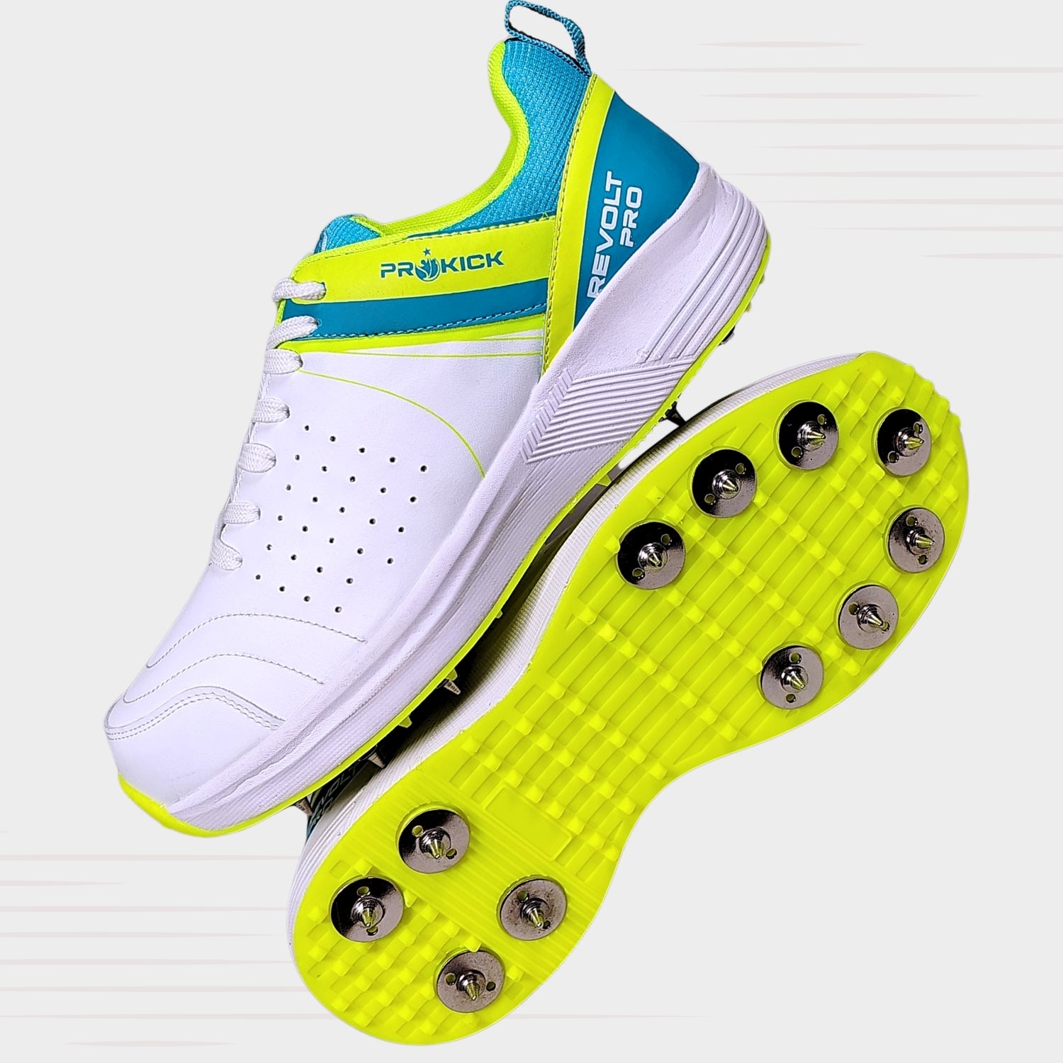 Prokick Revolt Pro Metal Spike Cricket Shoes – Lightweight Men’s Sports Footwear with Metal Spikes | Enhanced Grip | Breathable Design | All-Rounder Performance on Turf and Pitch - Best Price online Prokicksports.com