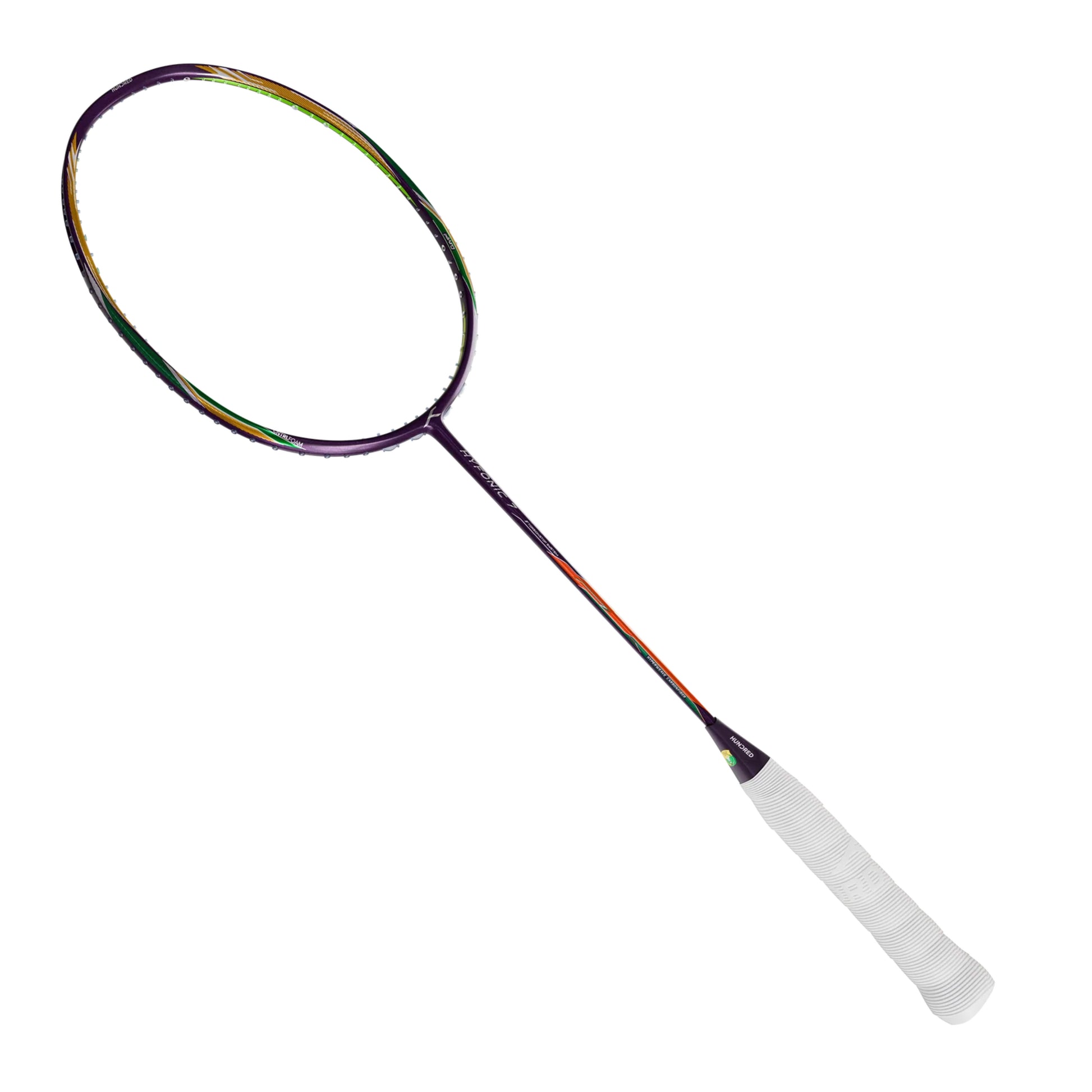 Hundred Hyfonic 7 Unstrung Badminton Racquet – Purple/Green (4U) | Precision Control with Dual Aerodynamic Frame & HyperWeave Carbon - Best Price online Prokicksports.com