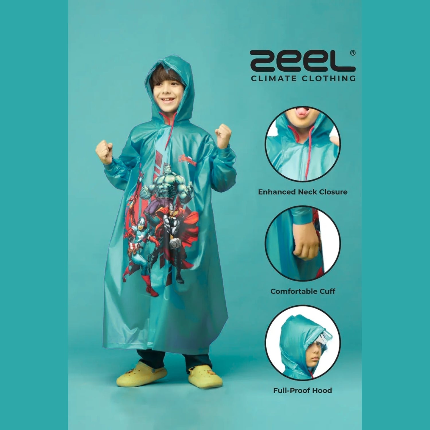 Zeel PG05 Kids Full Raincoat | Waterproof Full-Length Rainwear for Children - Best Price online Prokicksports.com