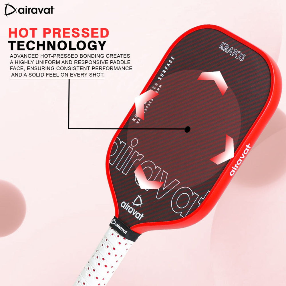 Airavat Kratos 7413 Pickleball Paddle | Power-Oriented Design | Carbon Fiber Face | Polymer Core | USAPA Approved | Lightweight | Bold Red Finish - Best Price online Prokicksports.com