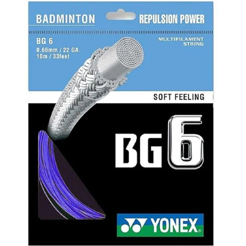 Yonex BG 6 Badminton String – 0.66 mm / 22 Gauge, 10 m (33 ft) Nylon Multifilament Racket String for Power & Durability - Best Price online Prokicksports.com