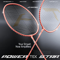 Hundred Powertek Star Strung Badminton Set (Pack of 2 Racquets) | Lightweight Aluminium Frame with Pre-Strung Strings, Full Cover & Shuttlecock Combo for Beginners - Best Price online Prokicksports.com