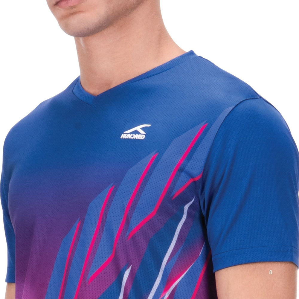 Hundred HBTS-5M268 V-Neck Badminton T-Shirt – Men Quick Dry Lightweight Sports Tee for Badminton, Gym & Training - Best Price online Prokicksports.com