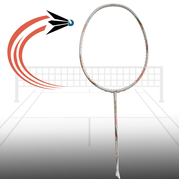 HUNDRED Nitrix Thunder Unstrung Badminton Racquet | Head-Heavy Power Frame with Superlight Carbon Fibre | Attack Series