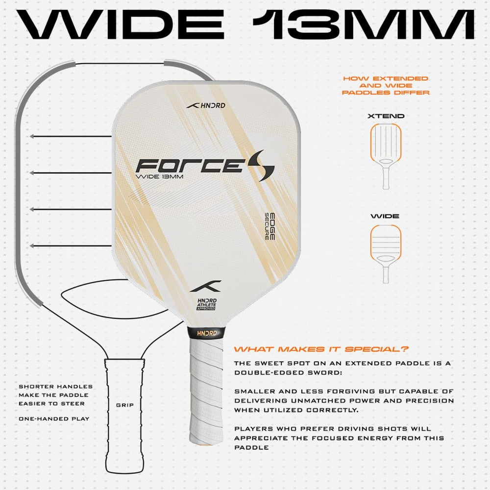 Hundred Force S Wide 13MM Pickleball Paddle | Extra-Wide Face | Carbon Fiber Surface | Polymer Core | Power & Control - Best Price online Prokicksports.com