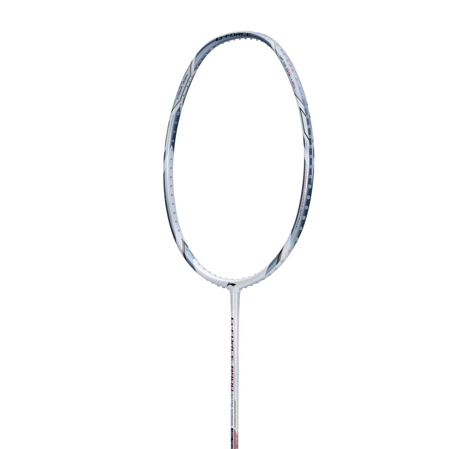 Li-Ning G-Force 8900 Extra Strong Strung Badminton Racquet (3U G6) | Head-Heavy Carbon Graphite Frame with 35 lbs Tension for Power Play (White/Silver) - Best Price online Prokicksports.com