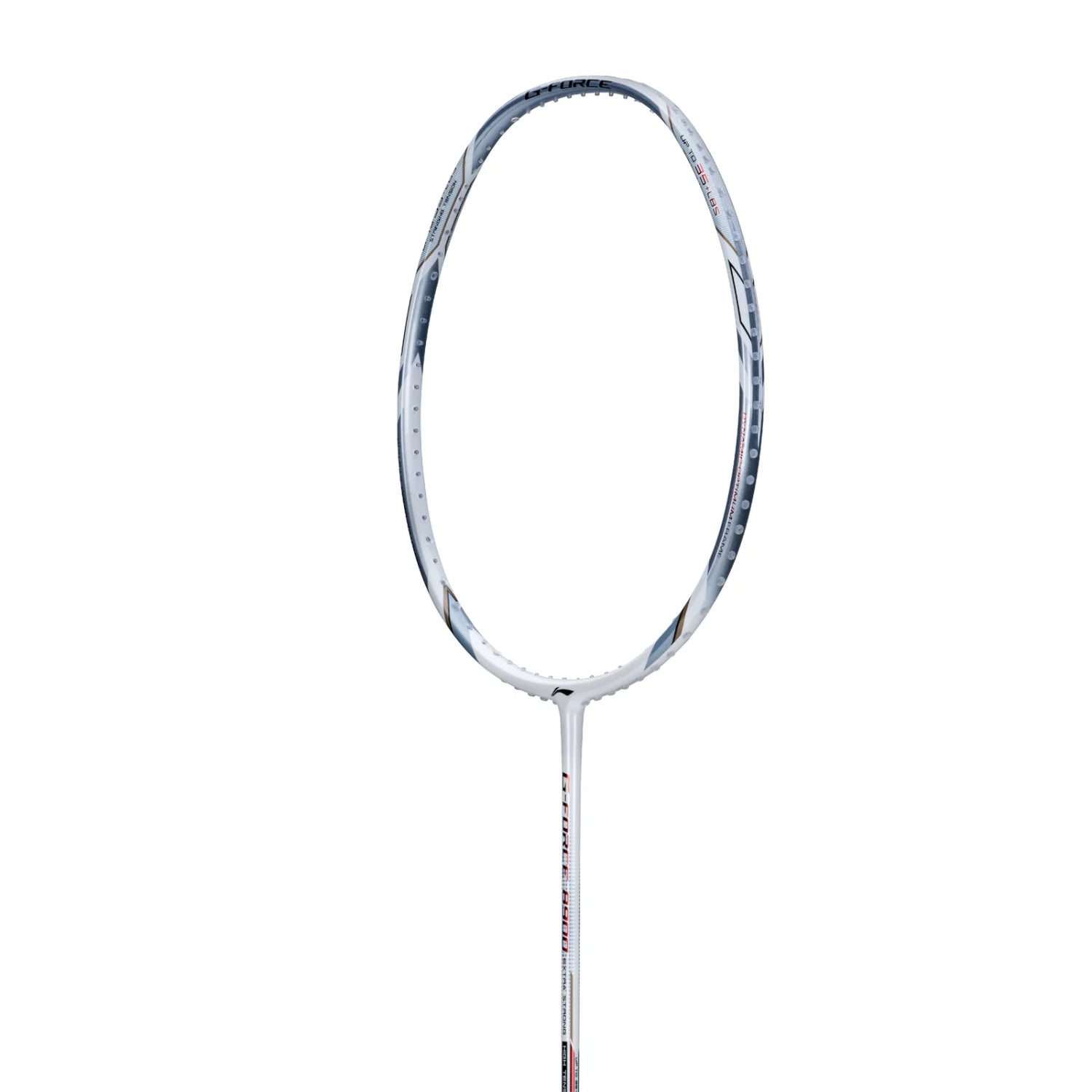Li-Ning G-Force 8900 Extra Strong Strung Badminton Racquet (3U G6) | Head-Heavy Carbon Graphite Frame with 35 lbs Tension for Power Play (White/Silver) - Best Price online Prokicksports.com