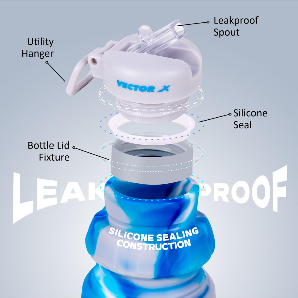 Vector X 500ML Foldable Silicone Water Bottle | Leak-Proof Cap with Lobster Hook | Ultra-Lightweight & Compact Hydration Bottle - Best Price online Prokicksports.com