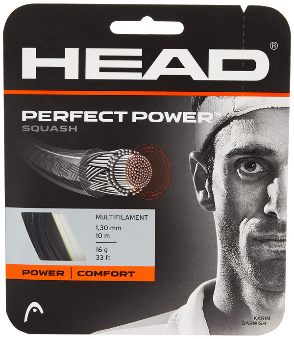 HEAD Perfect Power Squash String 17 (1.25 mm) | Multifilament, 10 m Set | Black