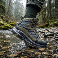 Adventra Waterproof Hiking Shoes for Men | Conquer Every Trail, Mid-Ankle Ripstop Upper, Anti-Skid Rubber Sole, EVA Cushioned Comfort, Reinforced Toe Cap, Rugged Terrain Ready