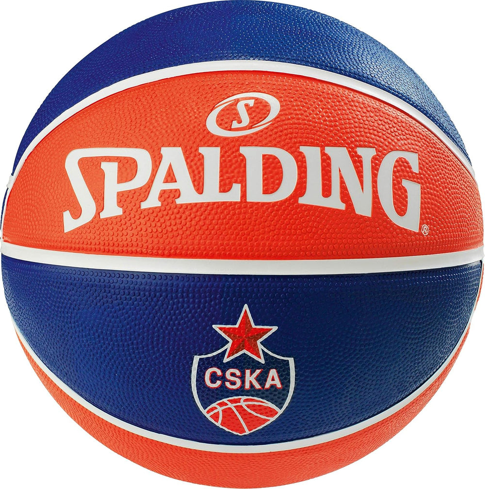 Spalding Euroleague CSKA Moscow Basketball, Red/Blue – Size 7 Official Euroleague Team Rubber Indoor/Outdoor Ball