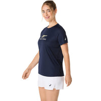 ASICS Women Court Tennis Graphic Tee | Lightweight Breathable Polyester T-Shirt with Moisture-Wicking Comfort & Tennis-Inspired Graphic Design - Best Price online Prokicksports.com