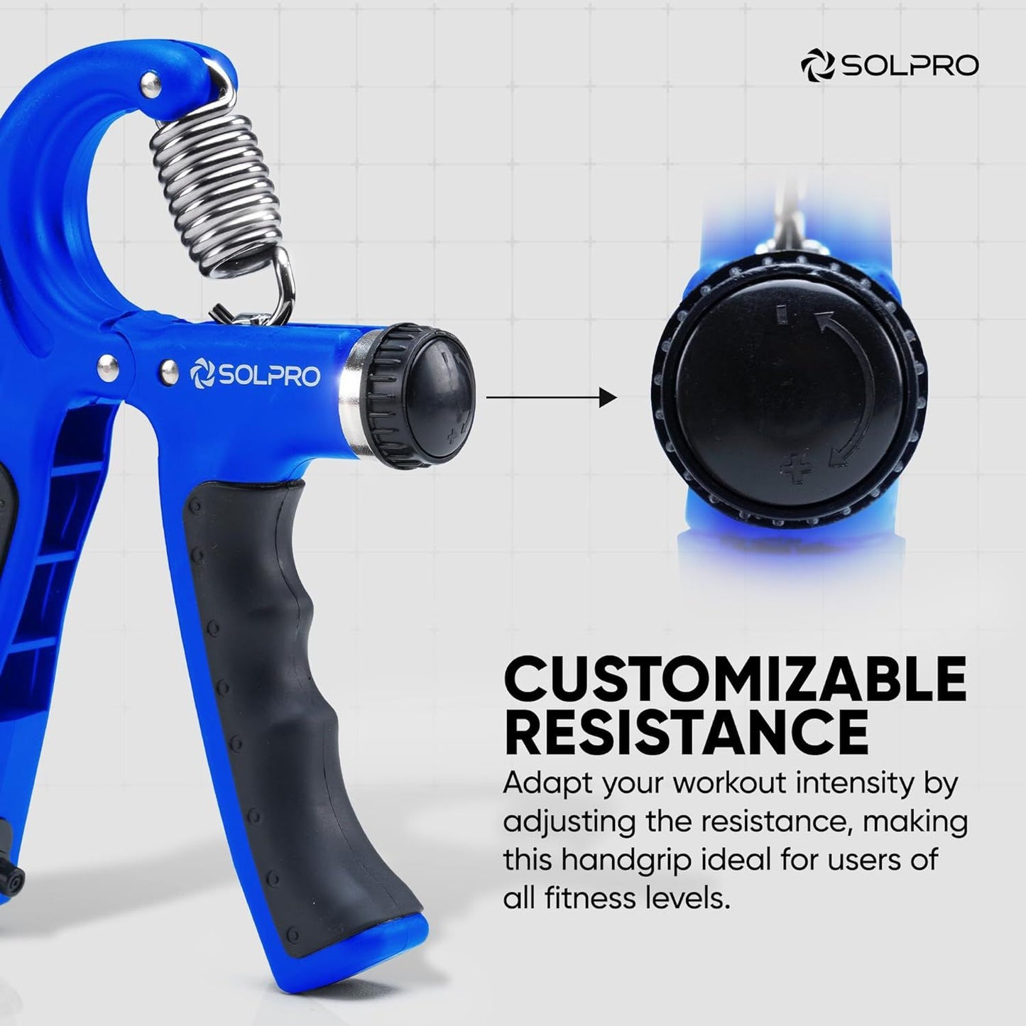 Solpro SHG-046 Velgrip Adjustable Hand Grip Strengthener – 5-60kg Resistance, Mechanical Counter, Forearm & Finger Exerciser for Men & Women, Home & Gym Use - Best Price online Prokicksports.com