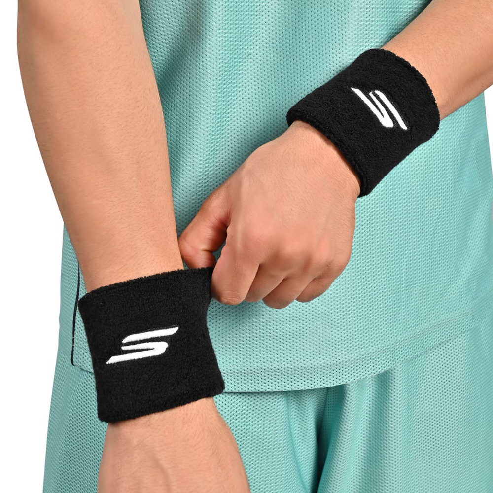 Skechers Performance Wrist Band (Pack of 1 Pair) | High-Absorbency Cotton Blend | Elasticated Sweatband for Gym, Tennis & Running - Best Price online Prokicksports.com