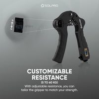 Solpro SHX-052 Grippax Adjustable Hand Grip Strengthener – 5-60kg Resistance, Mechanical Counter, Forearm, Wrist & Finger Exerciser for Men & Women, Home/Gym/Rehab Workouts - Best Price online Prokicksports.com