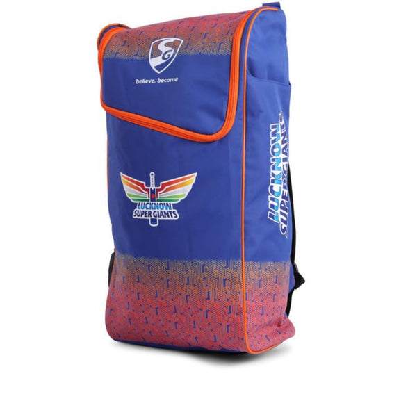 SG X LSG 3.0 Duffle Cricket Kitbag, Youth (Blue/Orange) Official Lucknow Super Giants Cricket Bag | Spacious 3 Compartments | Water-Resistant Base | Premium Team Edition